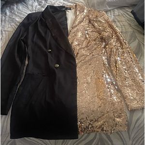 Blazer Dress half Gold half Black